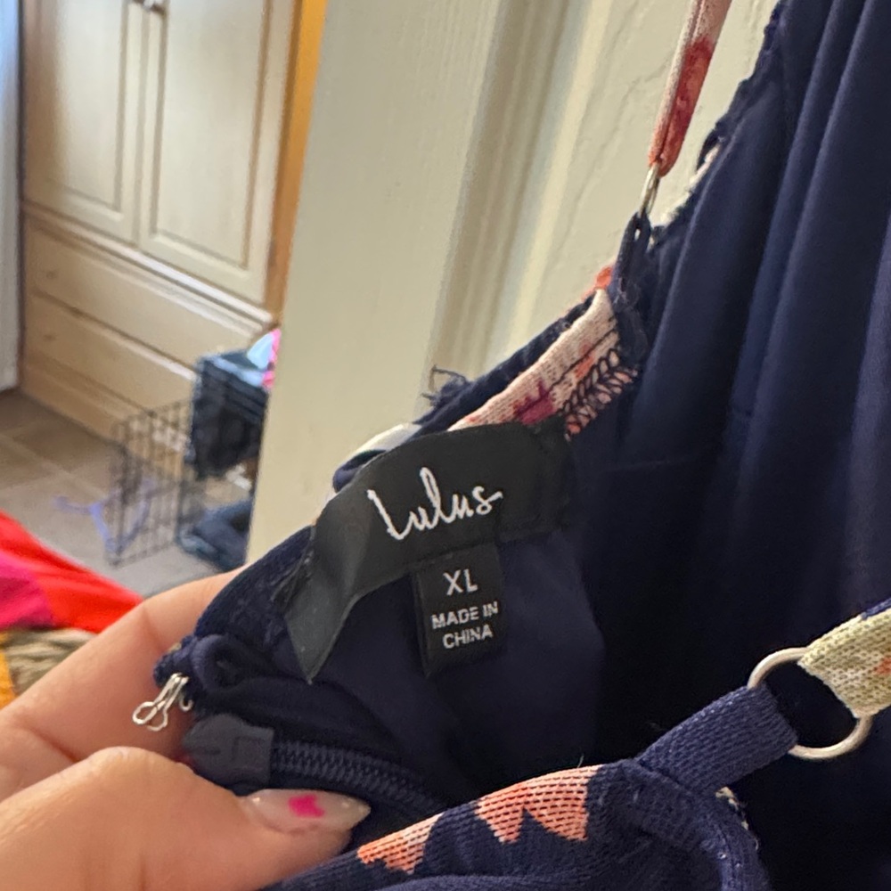 Lulu’s Springtime Bliss Navy Blue Floral Print Mesh Bodycon Mini Dress - Picture 3 of 7